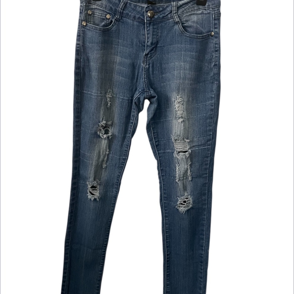 BQB Juniors Denim Jeans Size 9 Stretch Cotton Polyester Elastane Distressed